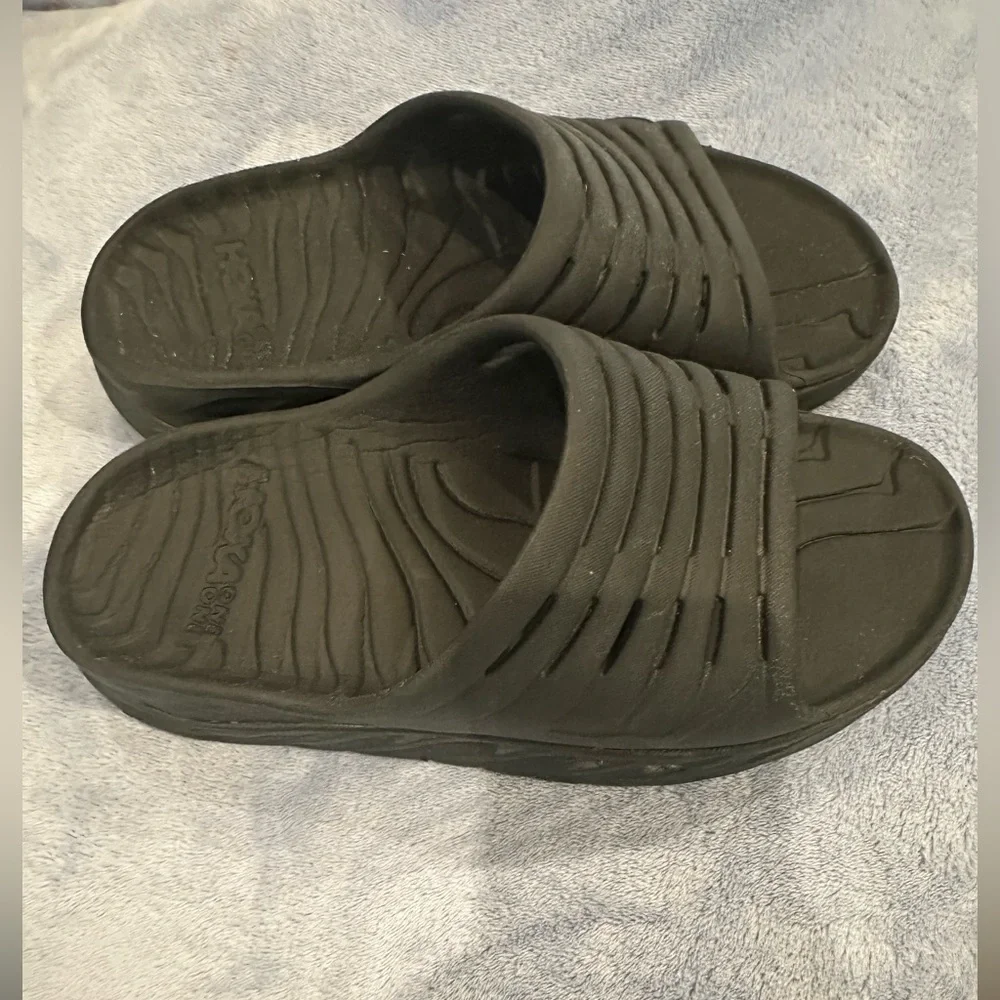 Mens Hoka One One Ora Black Casual Comfort Recovery Slides Sandals Men 7 Women 9